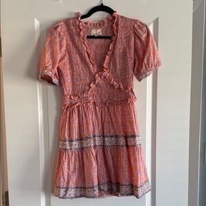 Peach Pink Ruffled Tiered Mini Dress